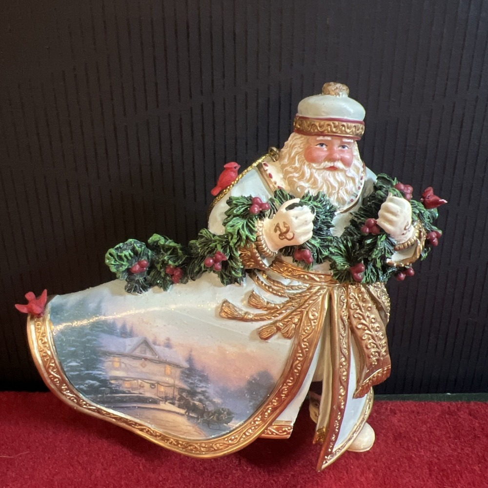 Vintage Thomas Kincade Old‎ world Santa Ornament Bringing home the tree 2003